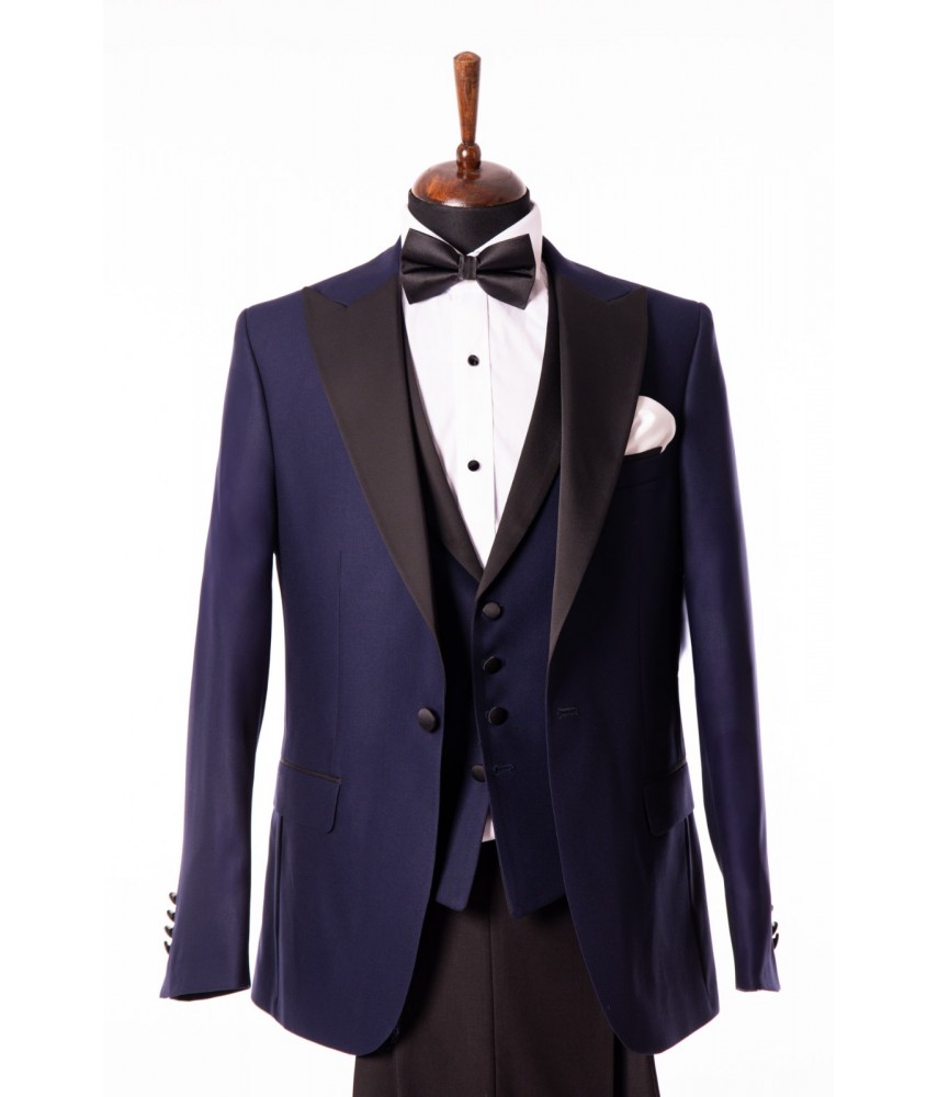 Costum Barbati Ceremonie Albastru Cu Vesta